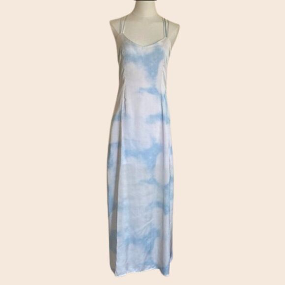 Ragged Priest Milk It Blue & White Cloud Midi Slip Dress Size XS - Picture 1 of 15